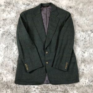Paul Stuart VTG Wool Jacket Green Plaid Print 44